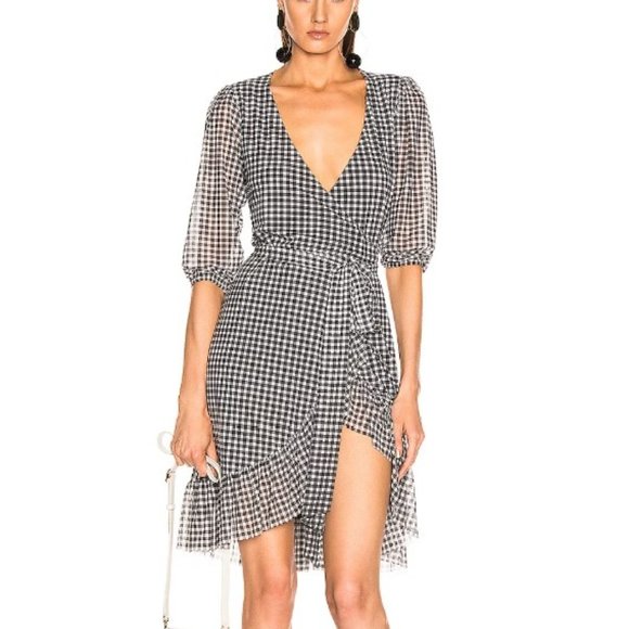 GANNI Mesh Printed Wrap Dress sz 38/ 6 NWT - Picture 1 of 7